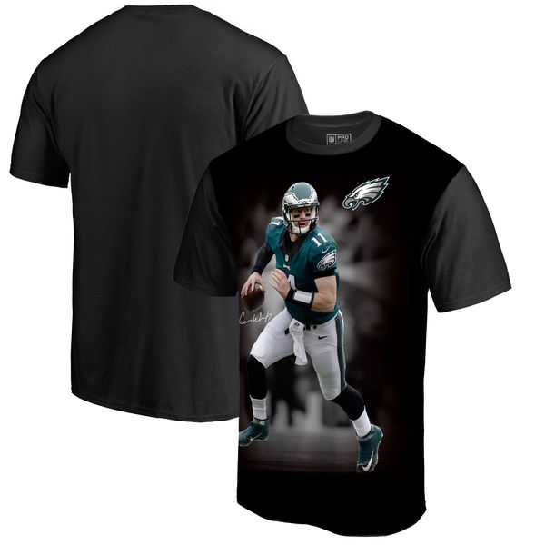 Philadelphia Eagles Carson Wentz NFL Pro Line by Fanatics Branded NFL Player Sublimated Graphic T Shirt Black