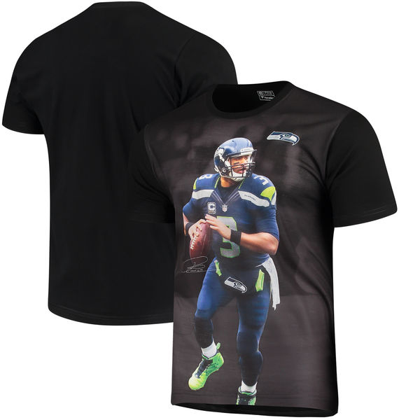 Seattle Seahawks Russell Wilson NFL Pro Line by Fanatics Branded NFL Player Sublimated Graphic T Shirt Black
