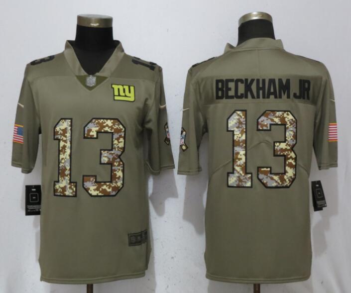 Nike Giants 13 Odell Beckham Jr. Olive Camo Salute To Service Limted Jersey