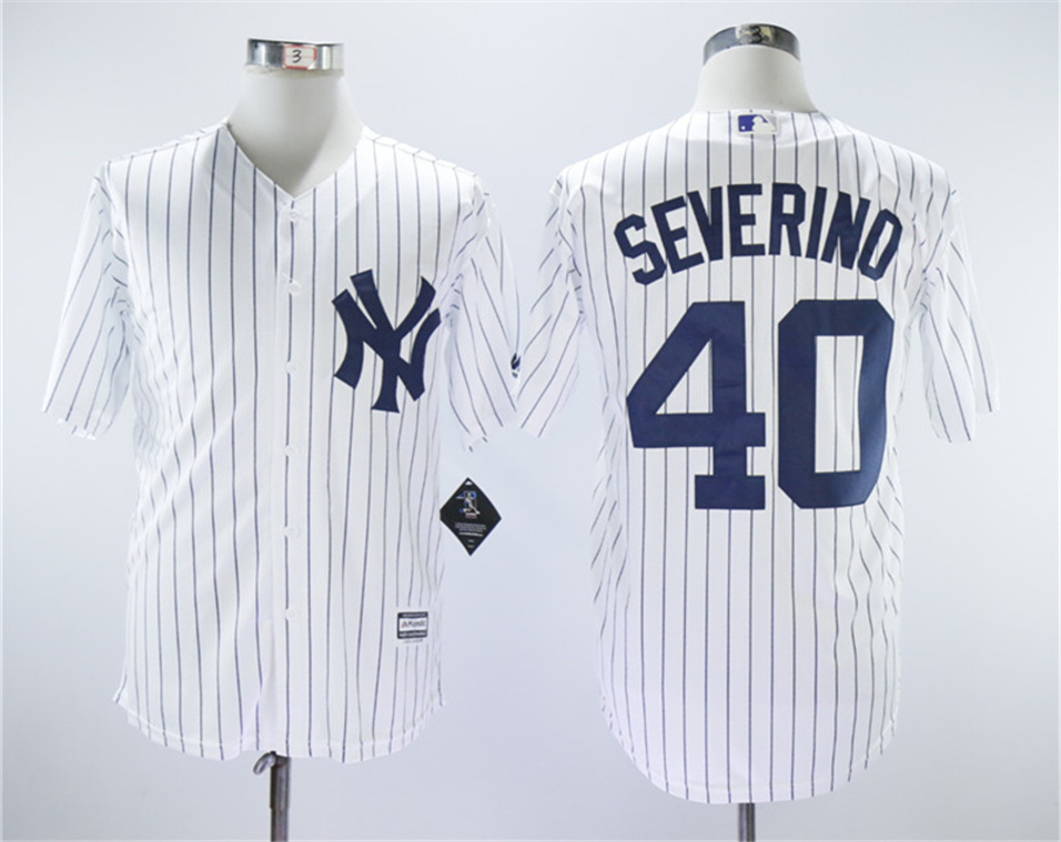 Yankees 40 Luis Severino White Cool Base Replica Player Jersey
