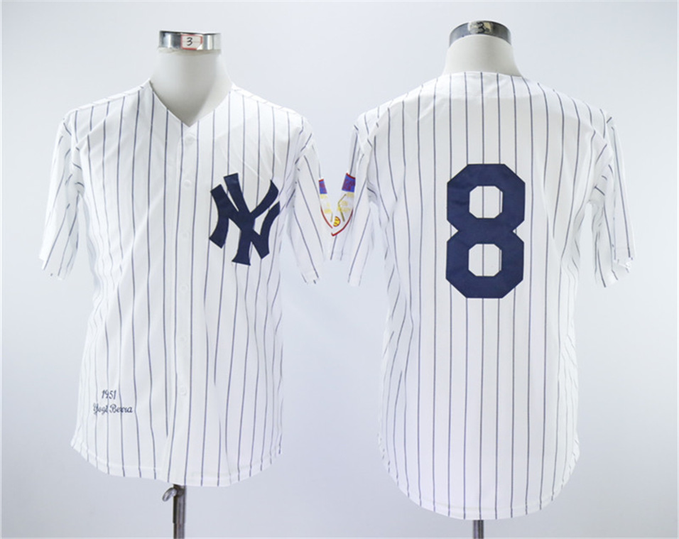 Yankees 8 Yogi Berra White 1951 Throwback Jersey