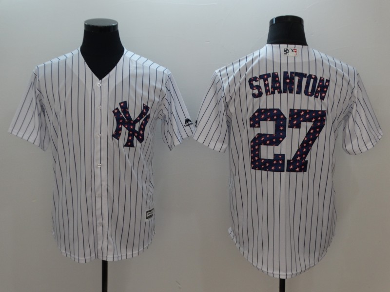 Yankees 27 Giancarlo Stanton White 2018 Stars & Stripes Cool Base Jersey