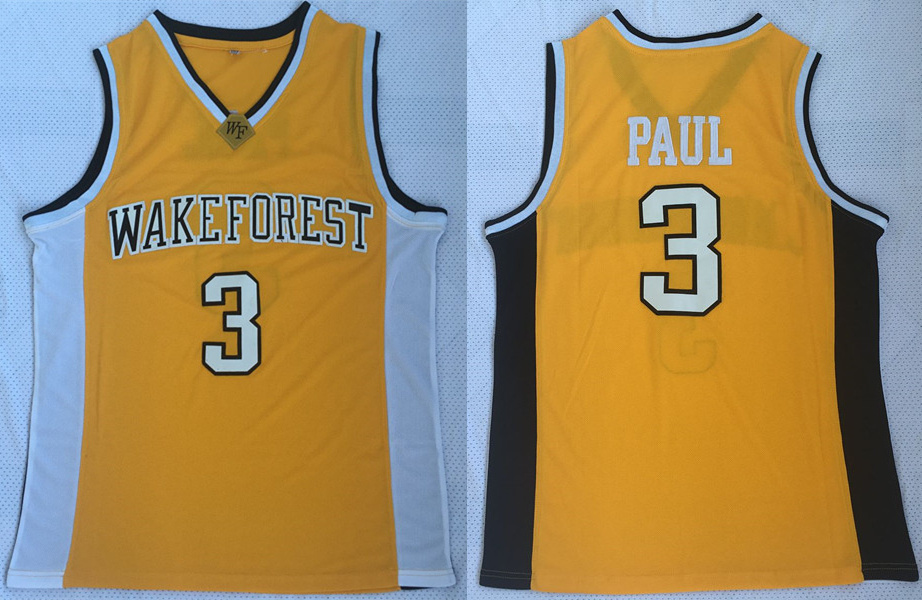 Wake Forest Demon Deacons 3 Chris Paul Yellow College Basketball Jersey