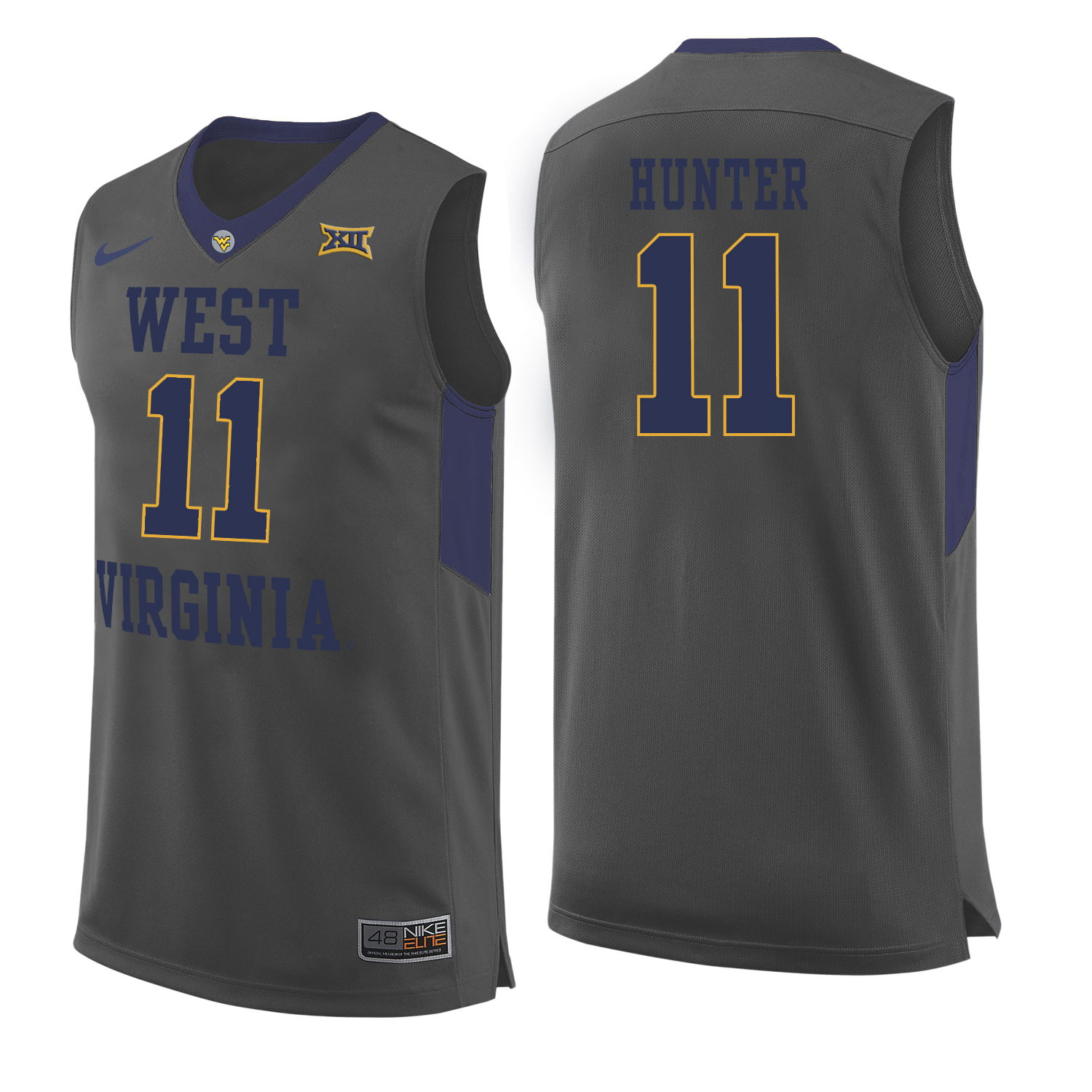 West Virginia Mountaineers 11 D'Angelo Hunter Gray College Basketball Jersey West Virginia Mountaineers 11 D'Angelo Hunter Gray College Basketball Jersey
