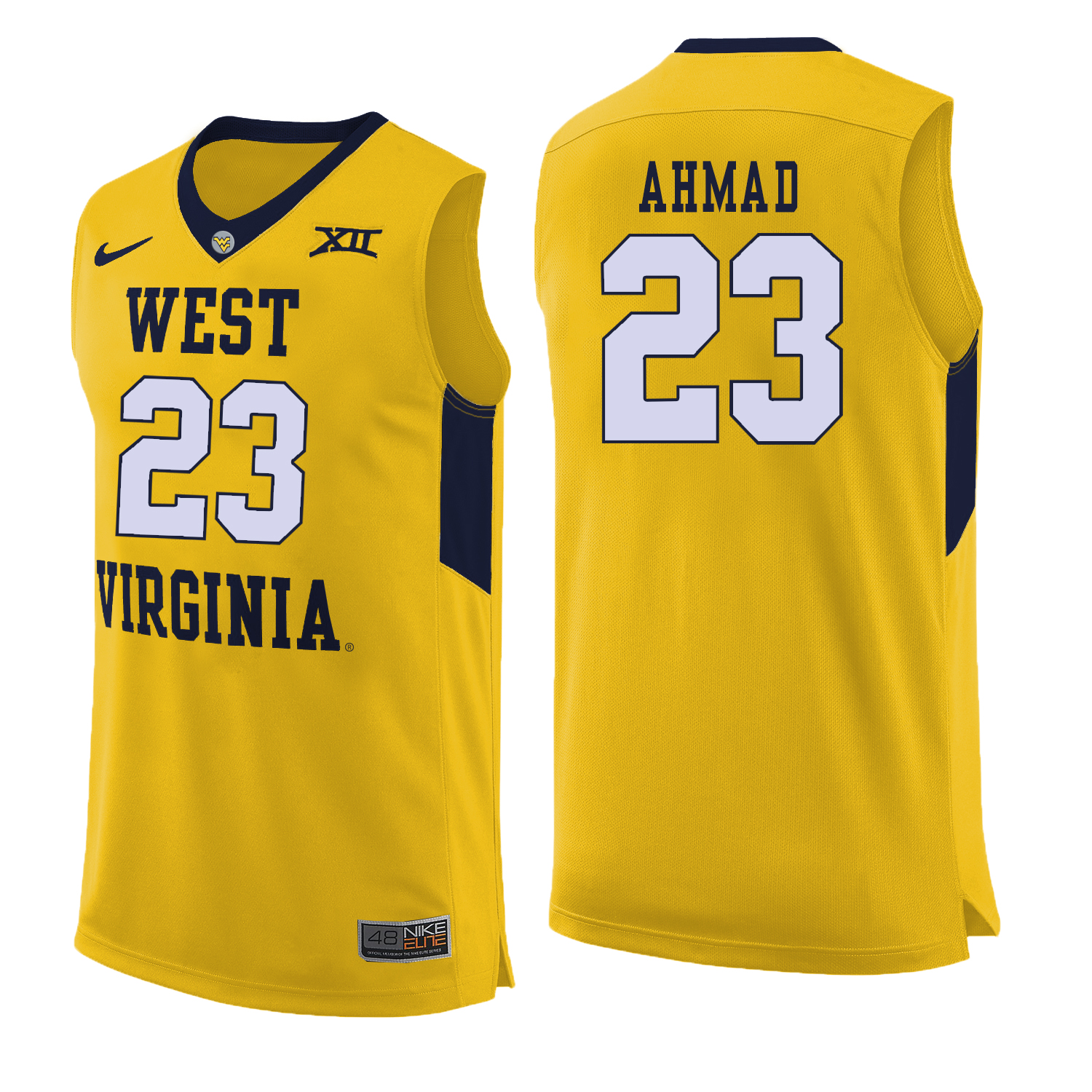 West Virginia Mountaineers 23 Esa Ahmad Yellow College Basketball Jersey