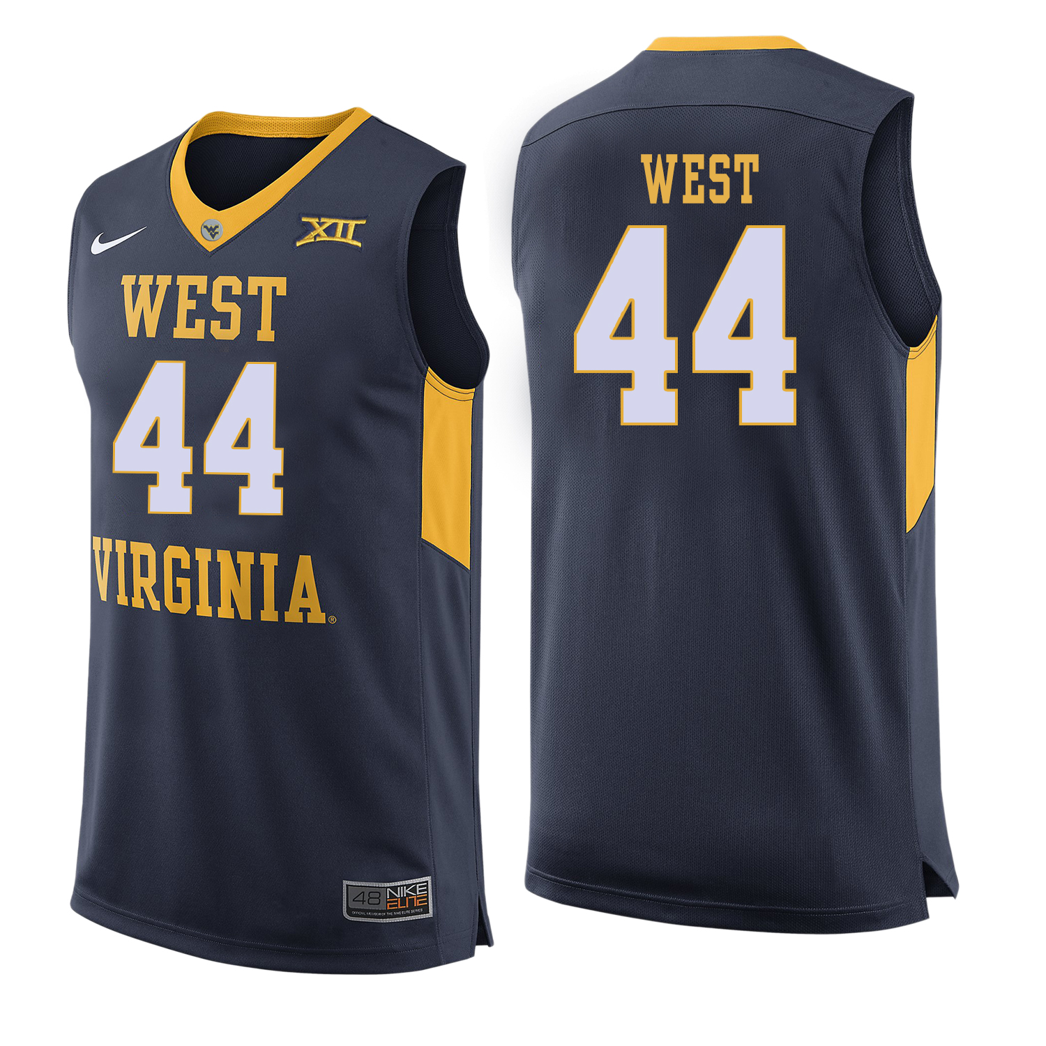 West Virginia Mountaineers 44 Jerry West Navy College Basketball Jersey