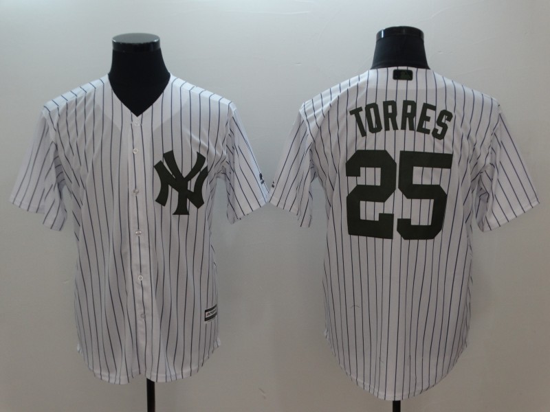 Yankees 25 Gleyber Torres White 2018 Memorial Day Cool Base Jersey - Click Image to Close