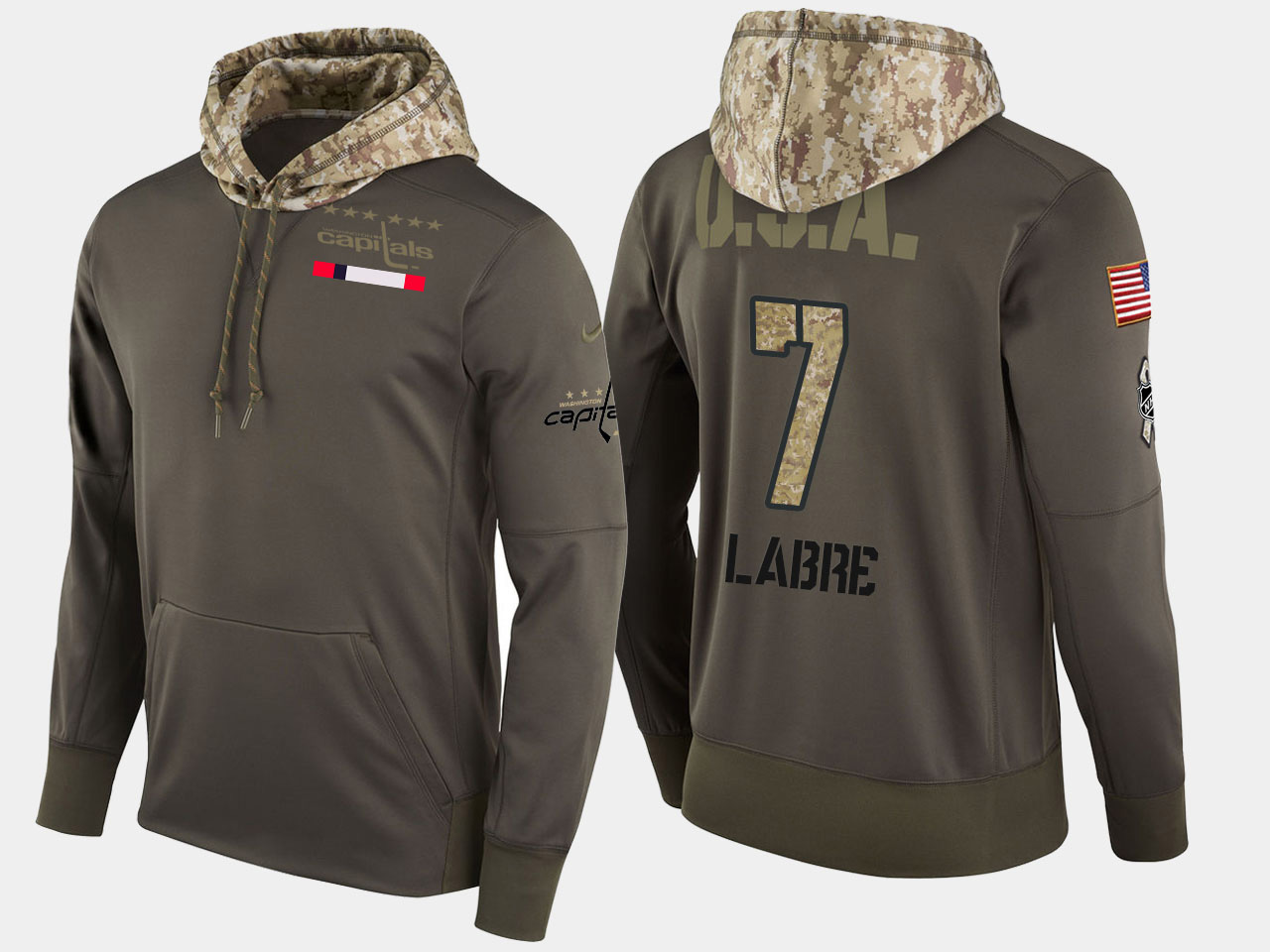 Nike Capitals 7 Yvon Labre Retired Olive Salute To Service Pullover Hoodie