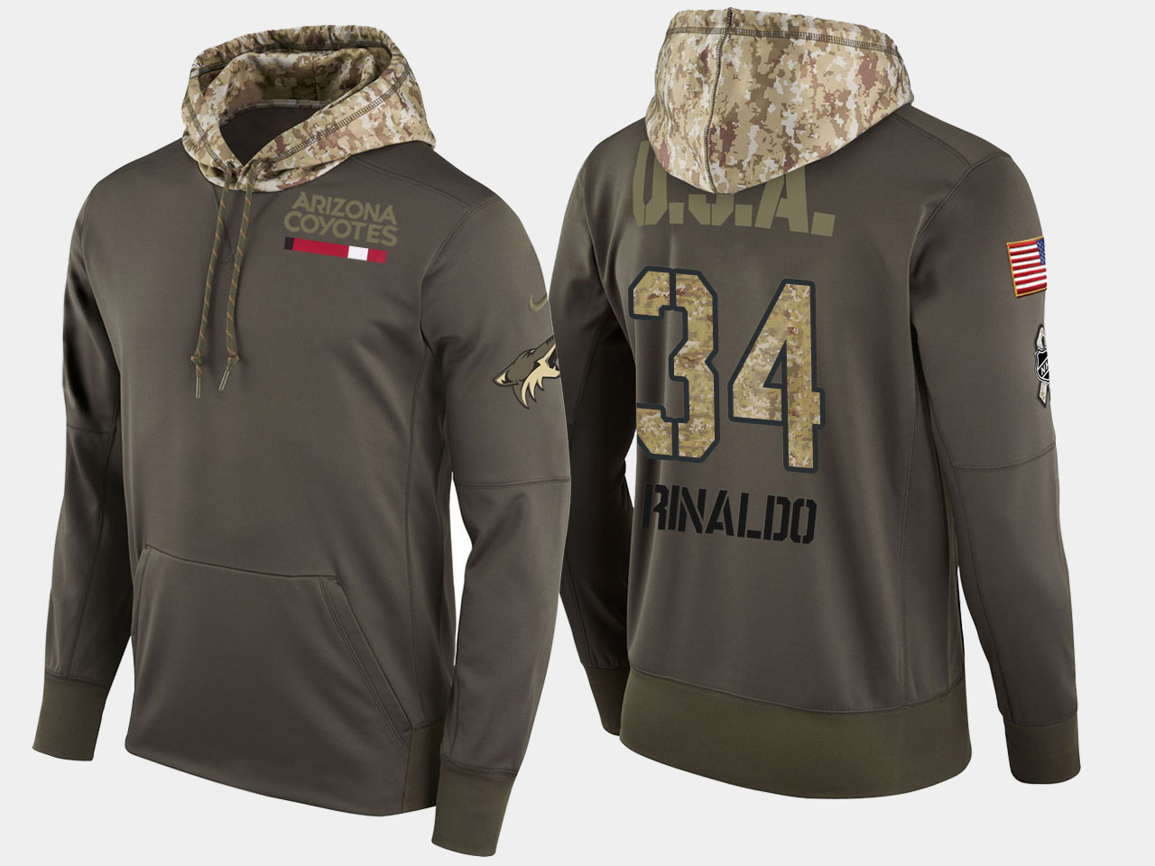 Nike Coyotes 34 Zac Rinaldo Olive Salute To Service Pullover Hoodie