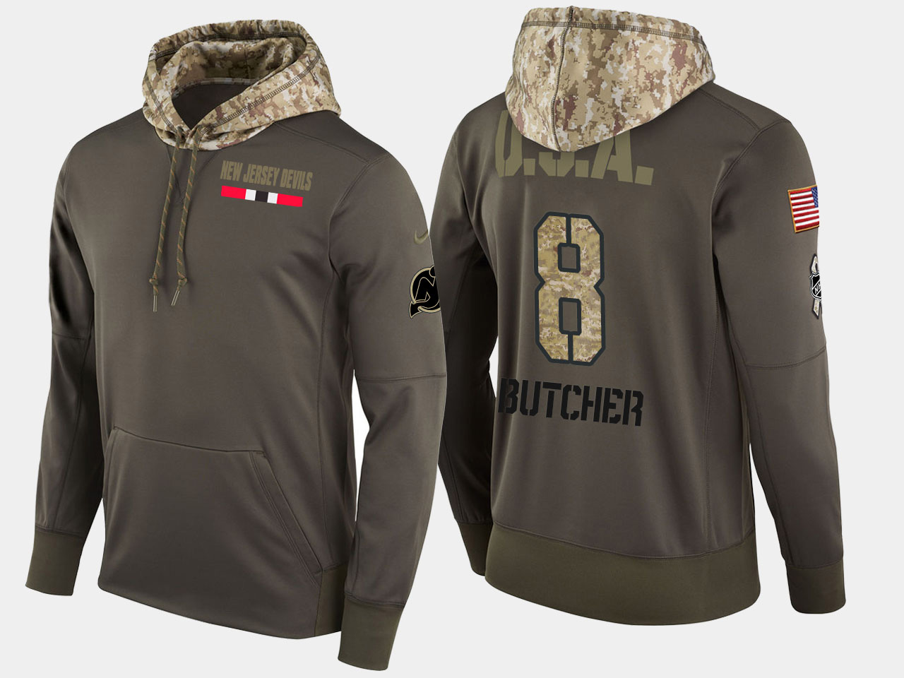 Nike Devils 8 Will Butcher Olive Salute To Service Pullover Hoodie