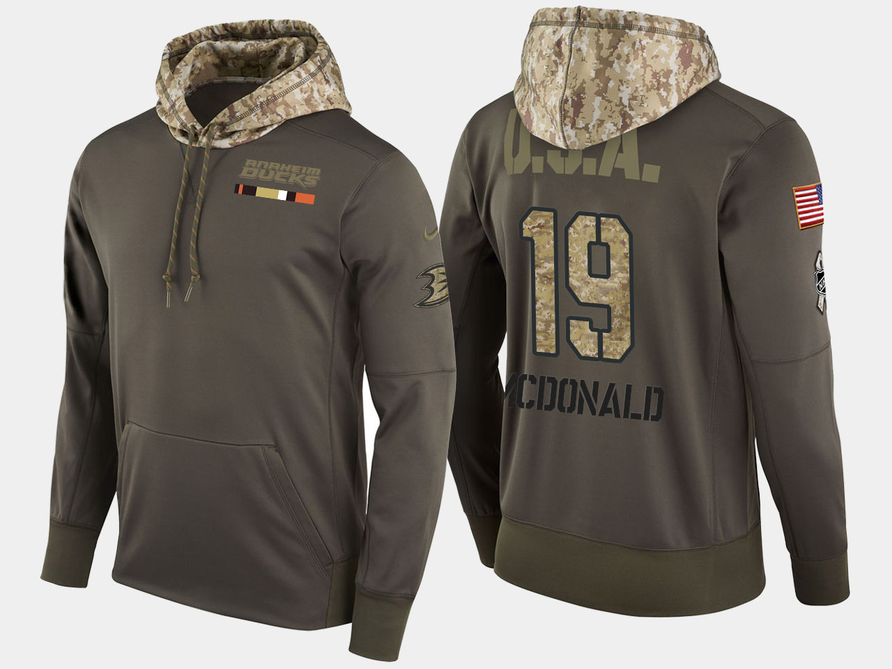Nike Ducks 19 Andy Mcdonald Retired Olive Salute To Service Pullover Hoodie