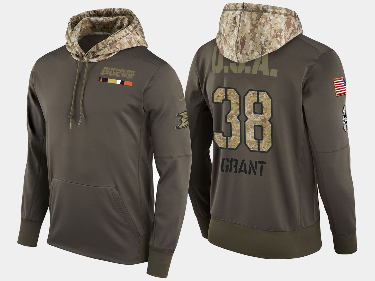 Nike Ducks 38 Derek Grant Olive Salute To Service Pullover Hoodie - Click Image to Close