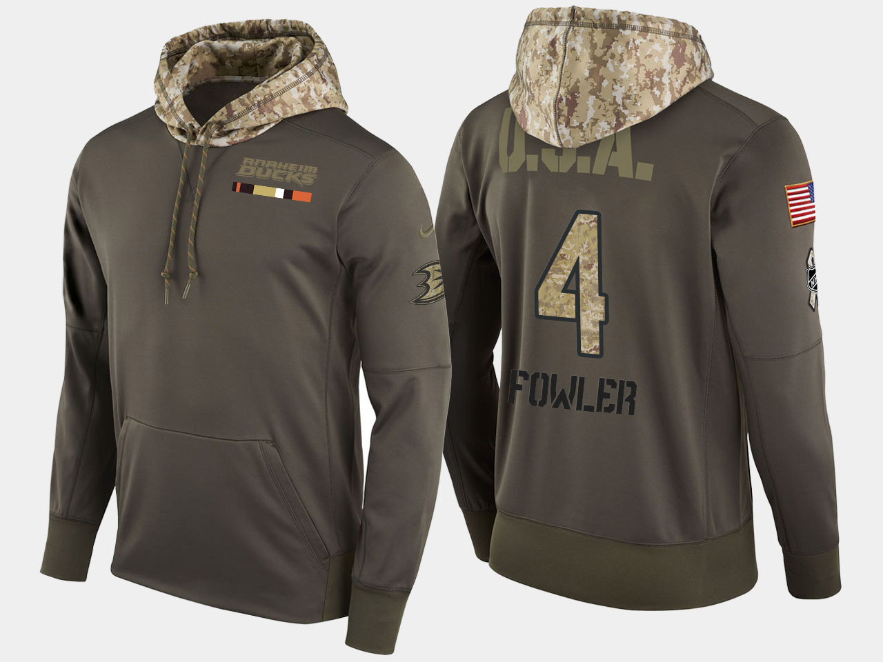 Nike Ducks 4 Cam Fowler Olive Salute To Service Pullover Hoodie