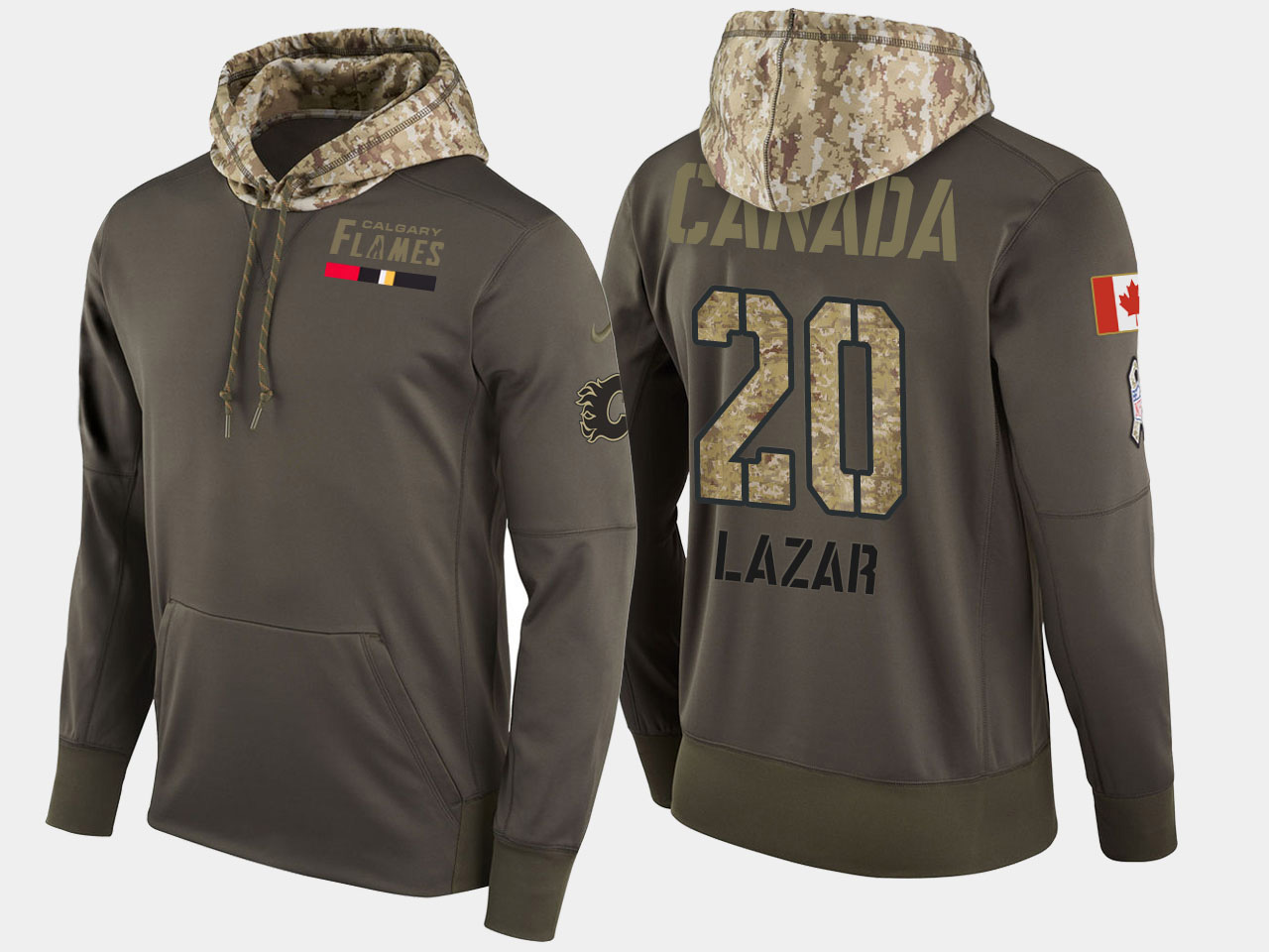 Nike Flames 20 Curtis Lazar Olive Salute To Service Pullover Hoodie
