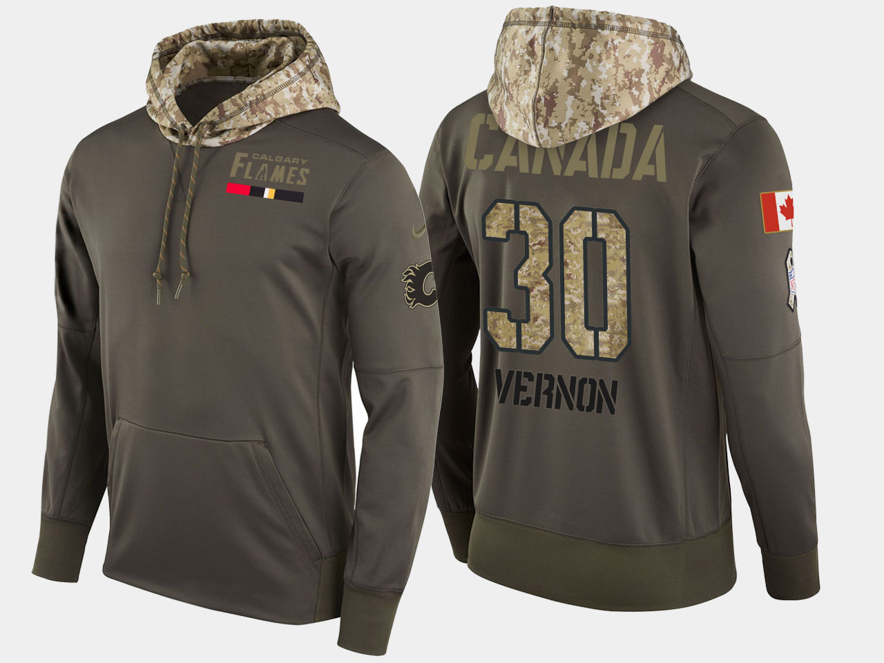 Nike Flames 30 Mike Vernon Retired Olive Salute To Service Pullover Hoodie