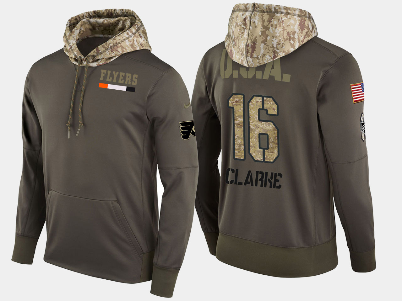 Nike Flyers 16 Bobby Clarke Retired Olive Salute To Service Pullover Hoodie