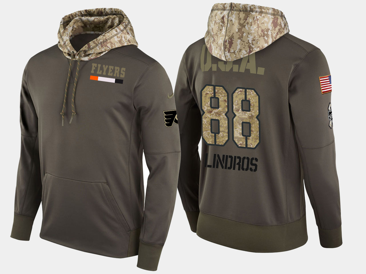 Nike Flyers 88 Eric Lindros Retired Olive Salute To Service Pullover Hoodie