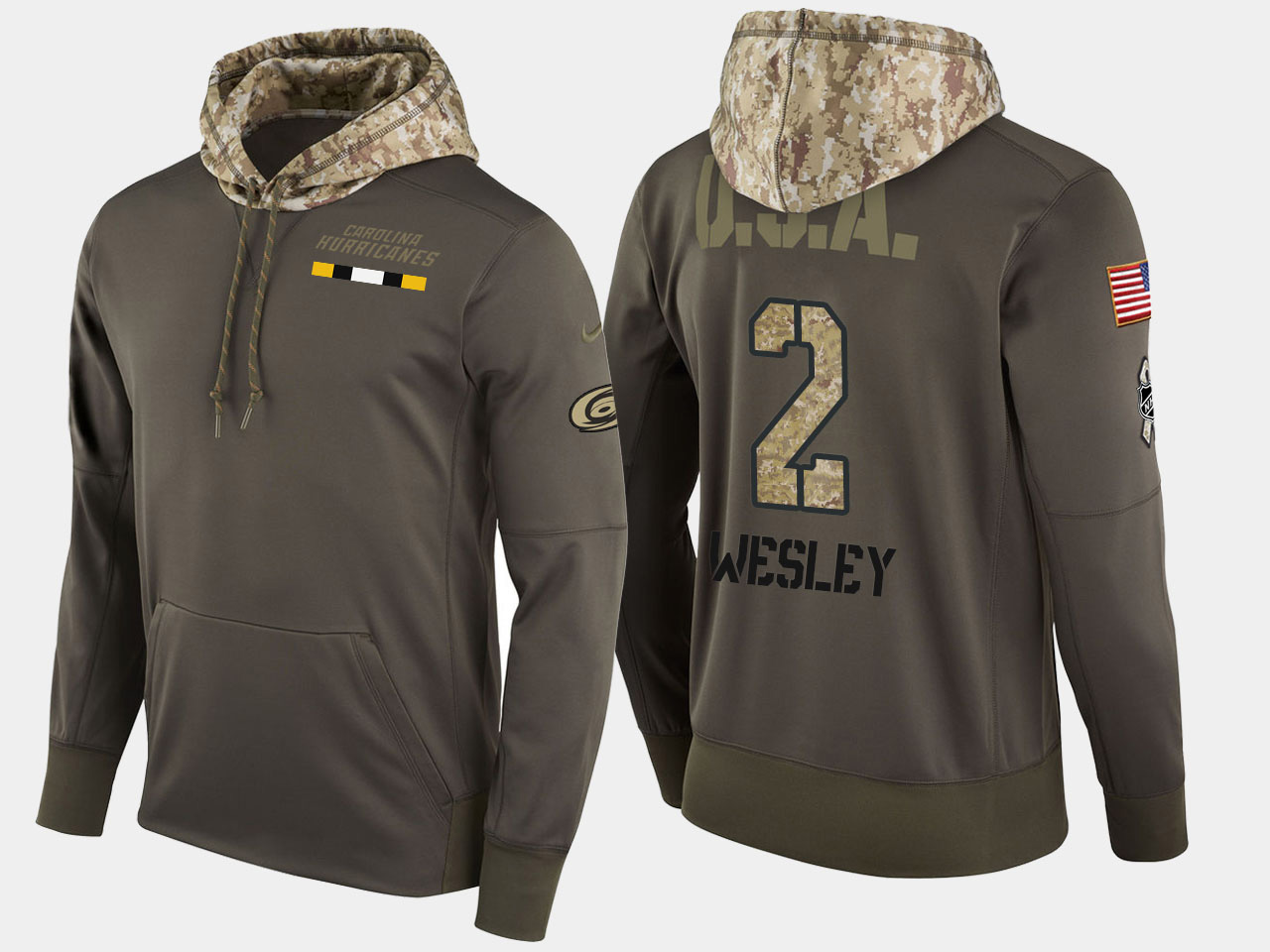 Nike Hurricanes 2 Glen Wesley Retired Olive Salute To Service Pullover Hoodie