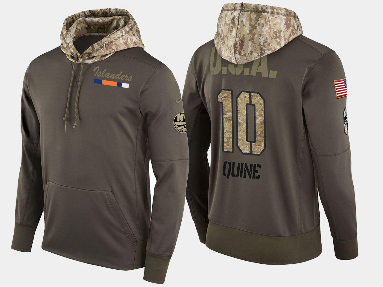 Nike Islanders 10 Alan Quine Olive Salute To Service Pullover Hoodie