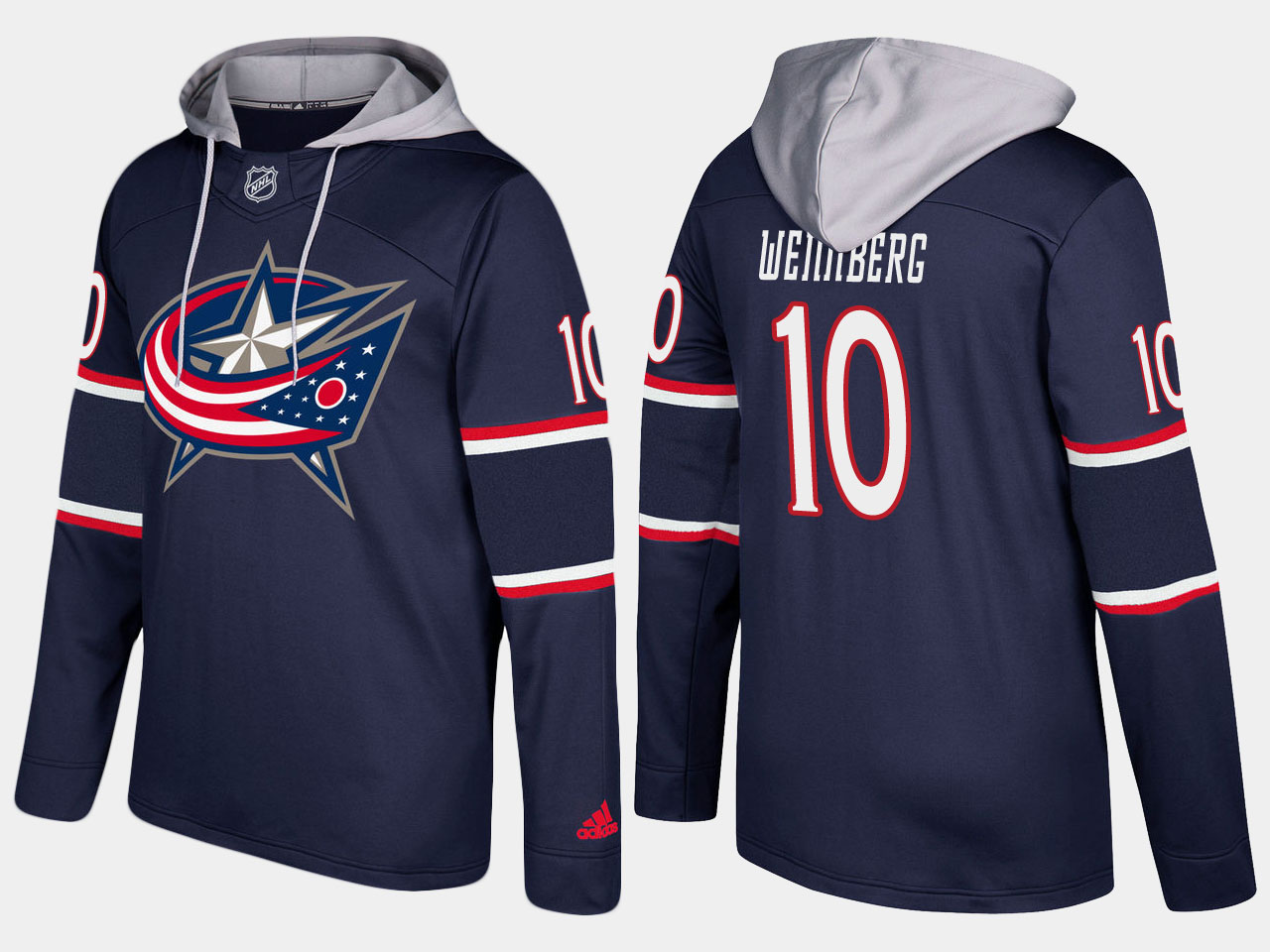 Nike Blue Jackets 10 Alexander Wennberg Name And Number Navy Hoodie - Click Image to Close