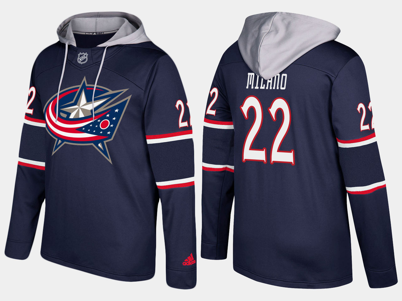 Nike Blue Jackets 22 Sonny Milano Name And Number Navy Hoodie