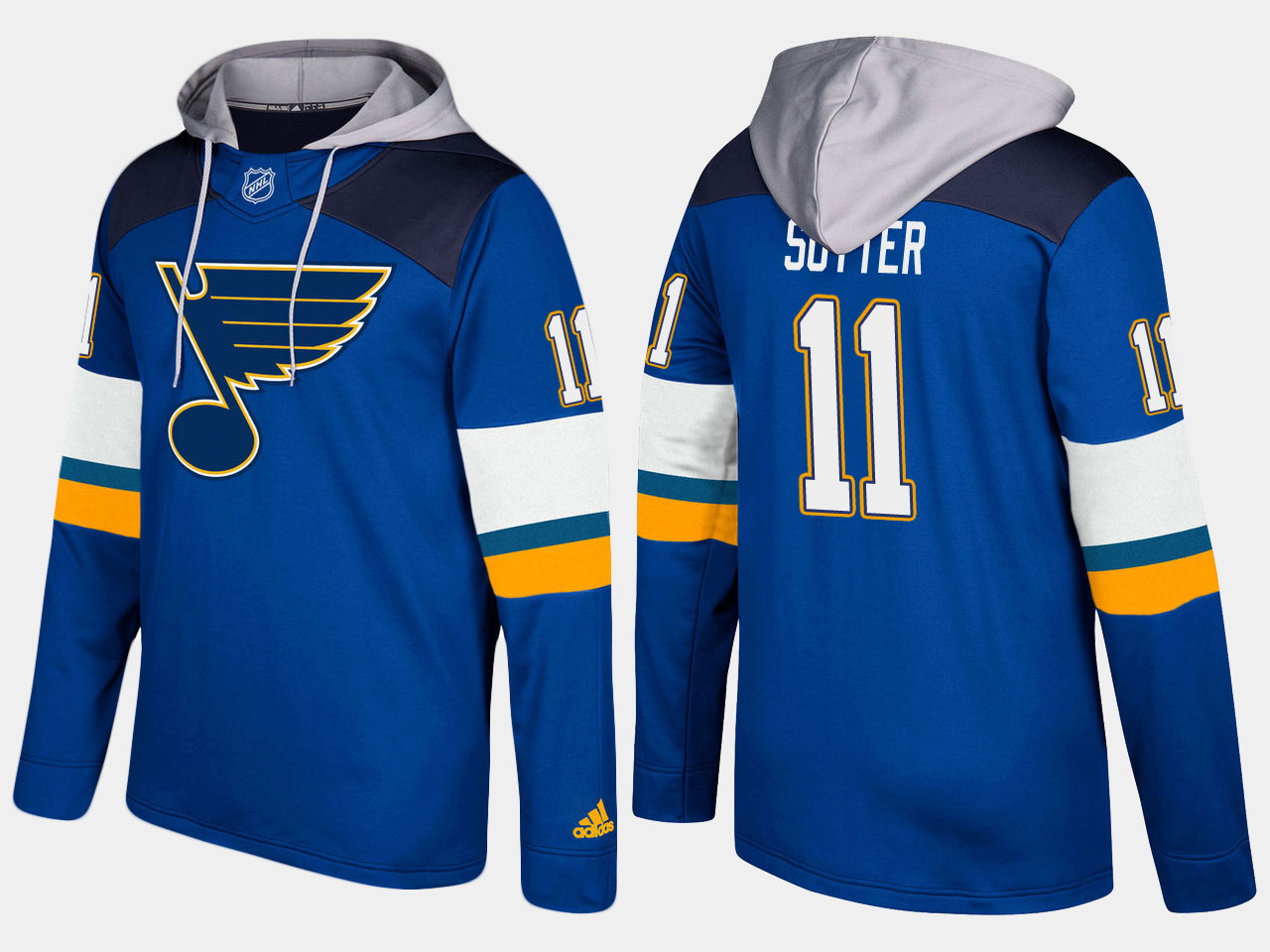 Nike Blues 11 Brian Sutter Retired Blue Name And Number Hoodie