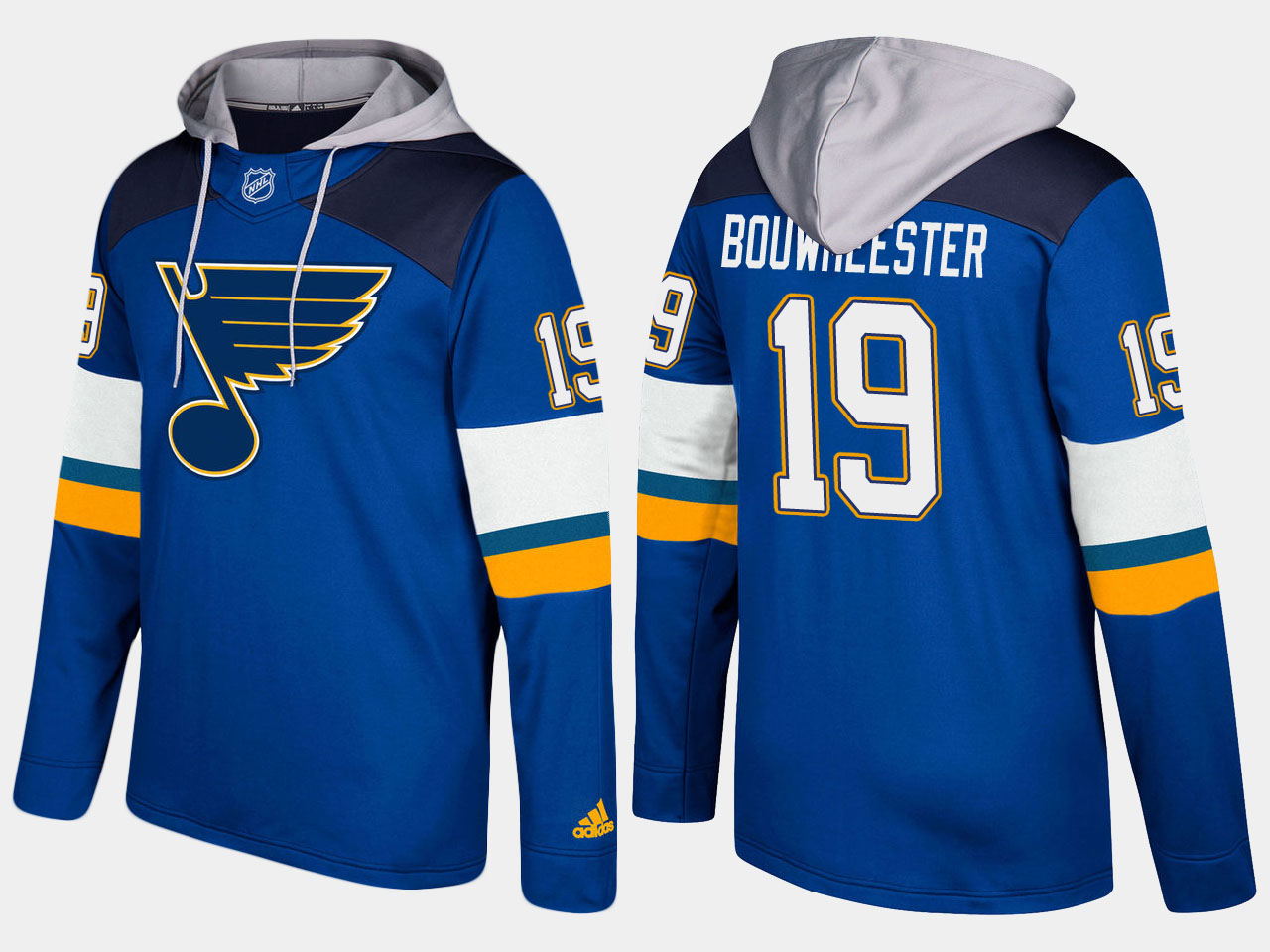 Nike Blues 19 Jay Bouwmeester Name And Number Blue Hoodie