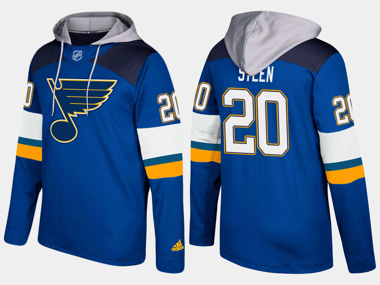 Nike Blues 20 Alexander Steen Name And Number Blue Hoodie - Click Image to Close