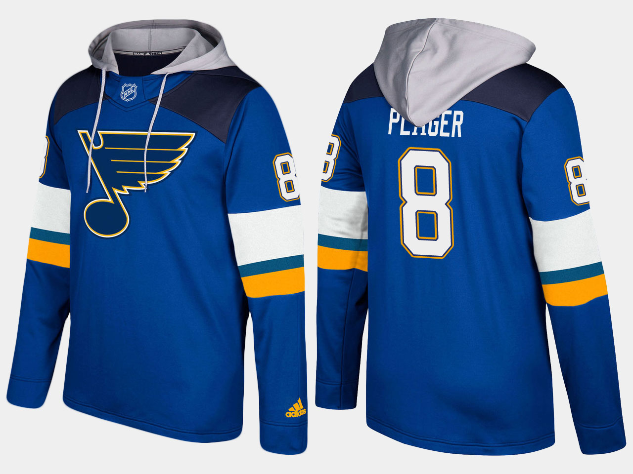 Nike Blues 8 Barclay Plager Retired Blue Name And Number Hoodie