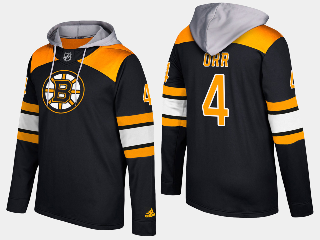 Nike Bruins 4 Bobby Orr Retired Black Name And Number Hoodie - Click Image to Close