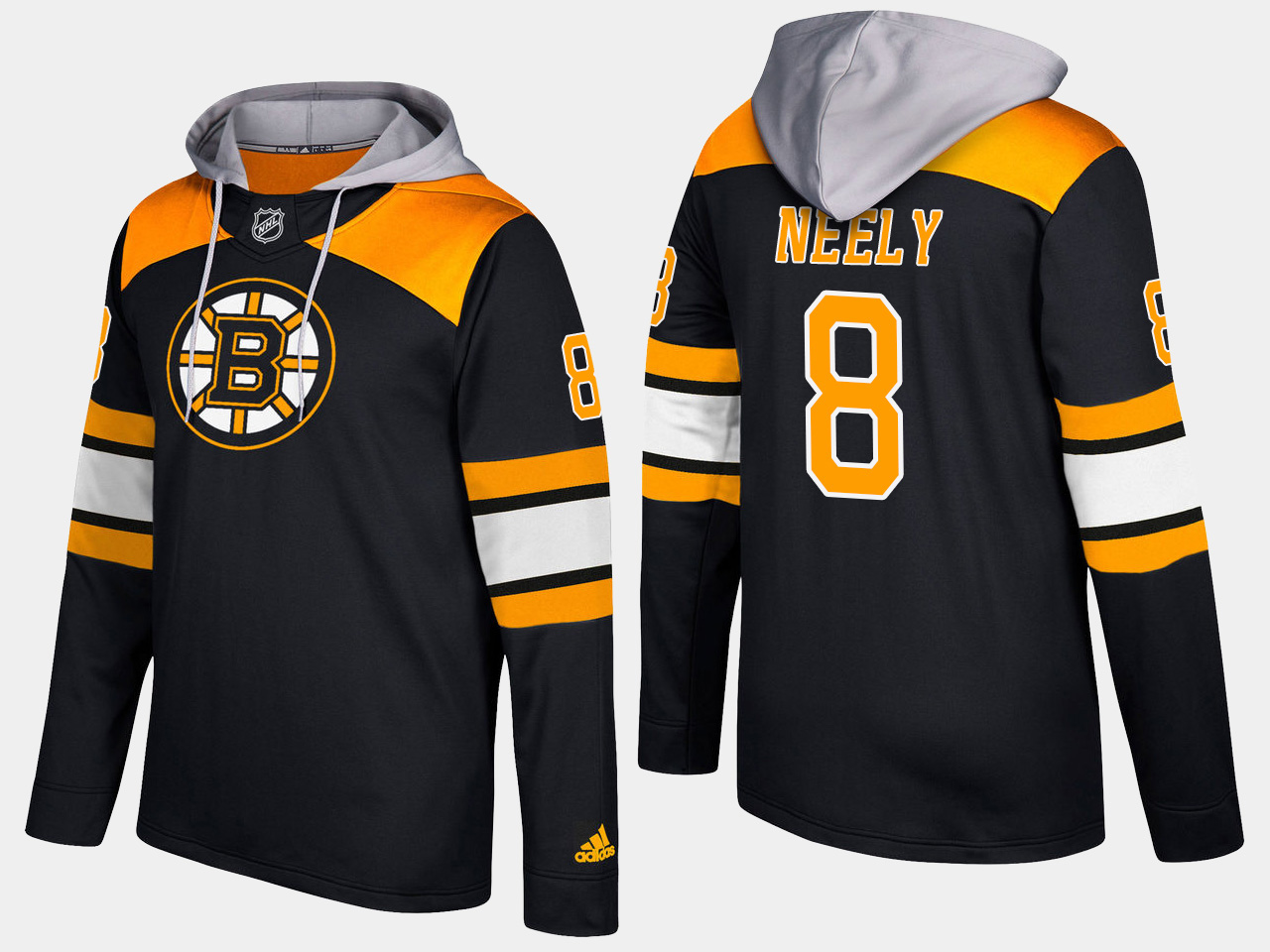 Nike Bruins 8 Cam Neely Retired Black Name And Number Hoodie - Click Image to Close