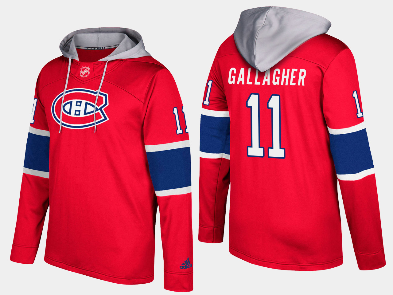 Nike Canadiens 11 Brendan Gallagher Name And Number Red Hoodie - Click Image to Close