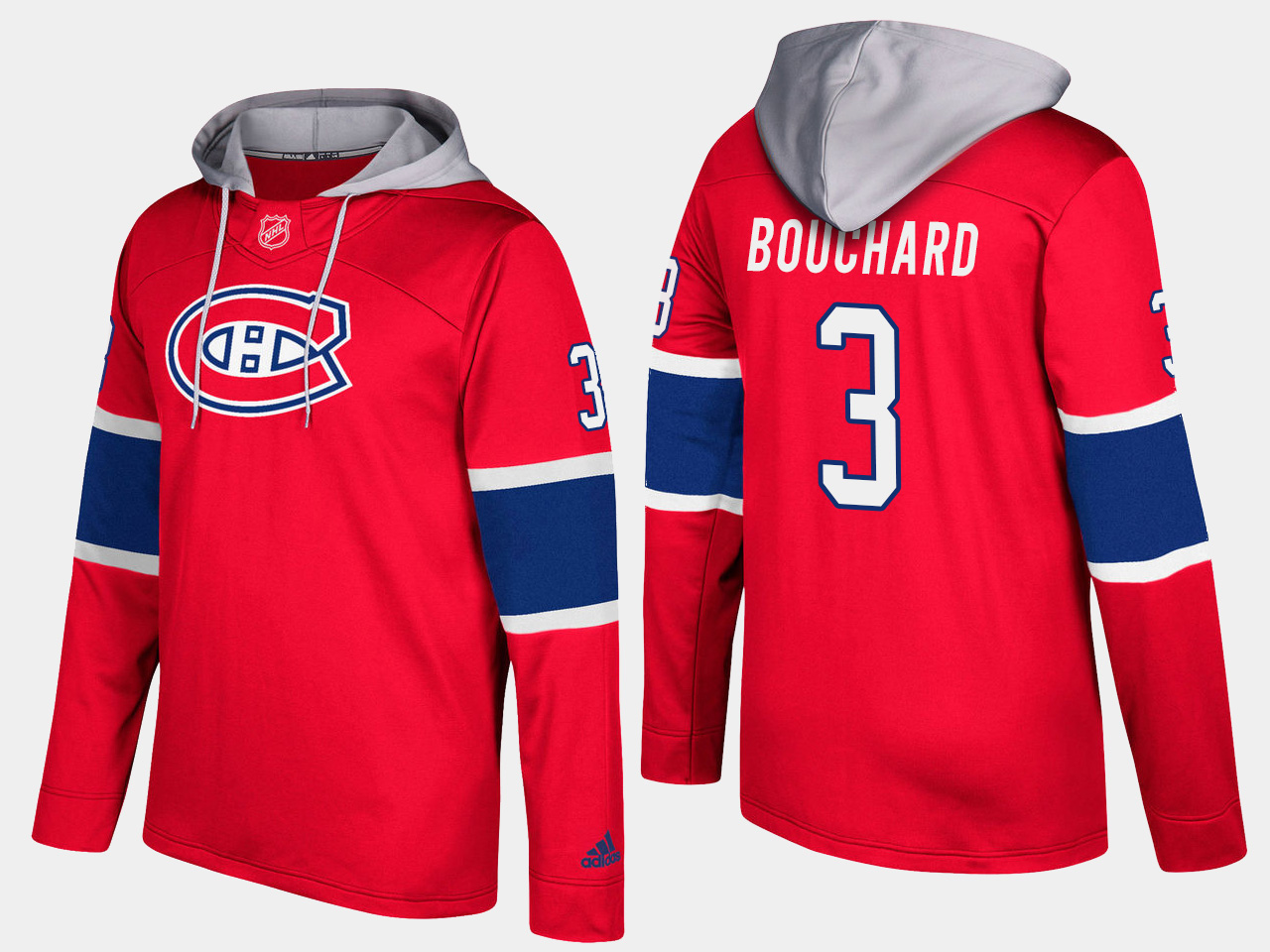 Nike Canadiens 3 Emile Bouchard Retired Red Name And Number Hoodie