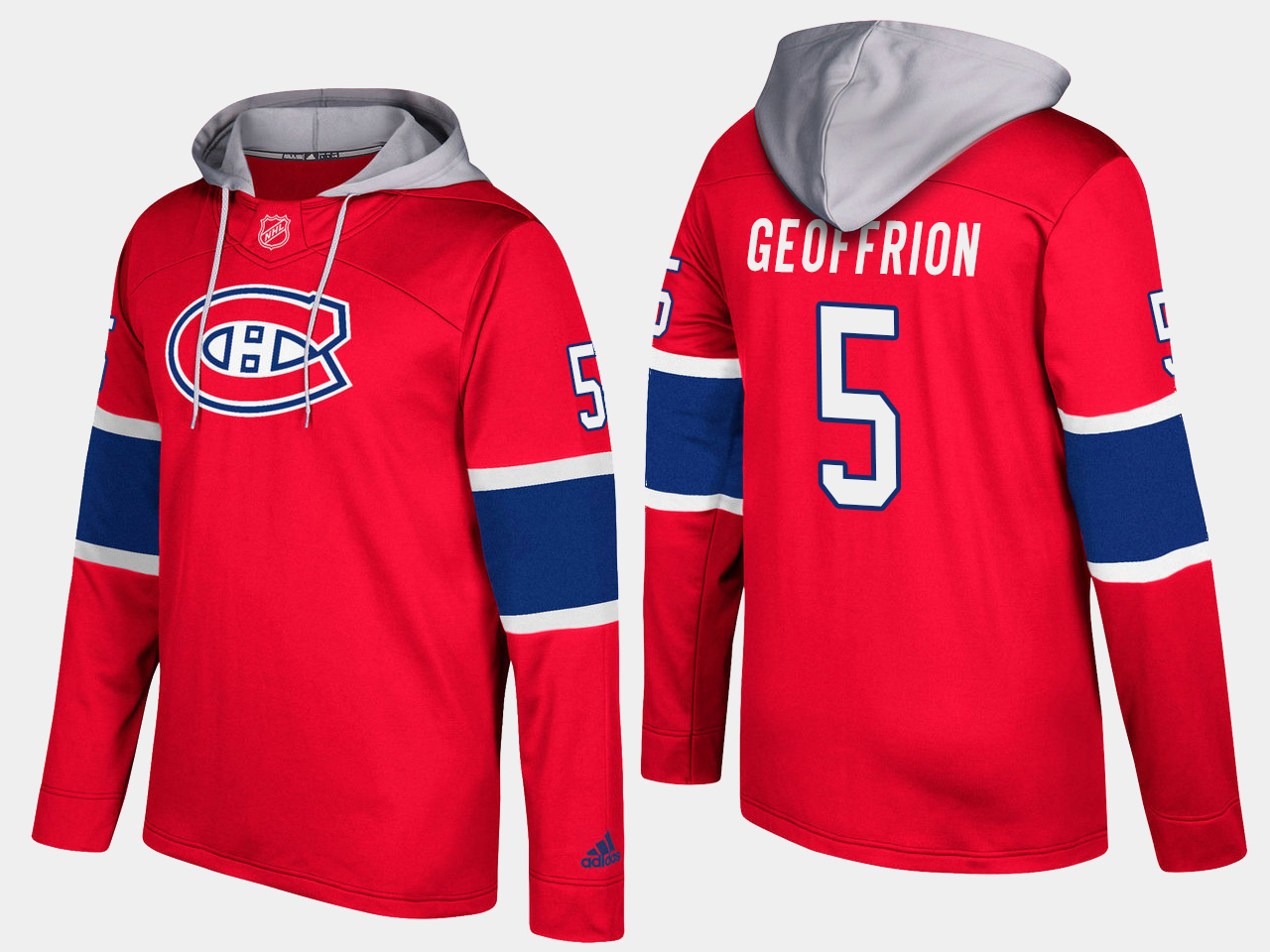 Nike Canadiens 5 Bernie Geoffrion Retired Red Name And Number Hoodie