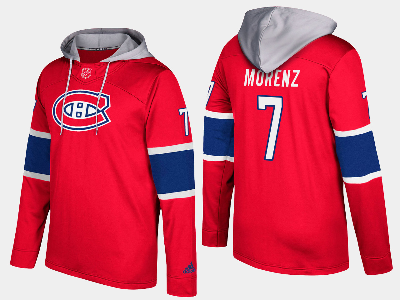 Nike Canadiens 7 Howie Morenz Retired Red Name And Number Hoodie