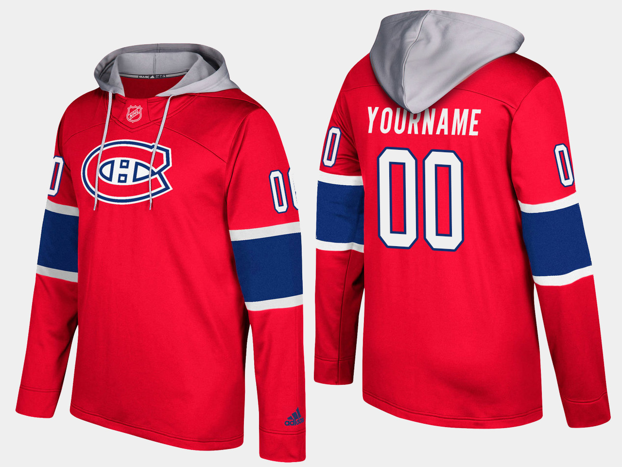 Nike Canadiens Men's Customized Name And Number Red Hoodie