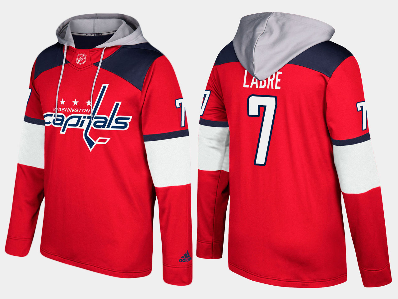 Nike Capitals 7 Yvon Labre Retired Red Name And Number Hoodie