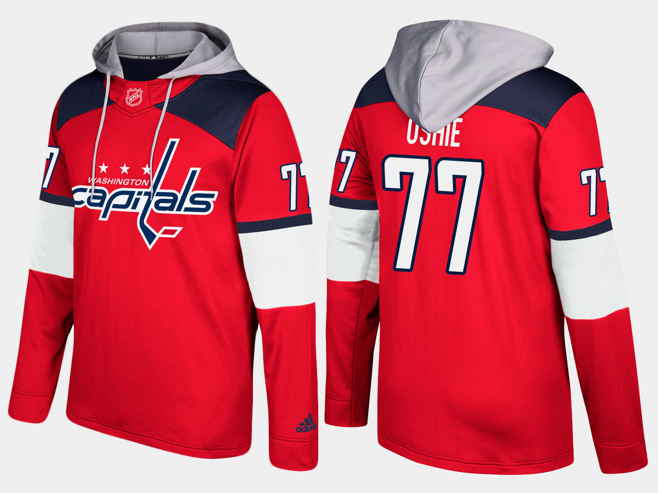 Nike Capitals 77 T.J. Oshie Name And Number Red Hoodie