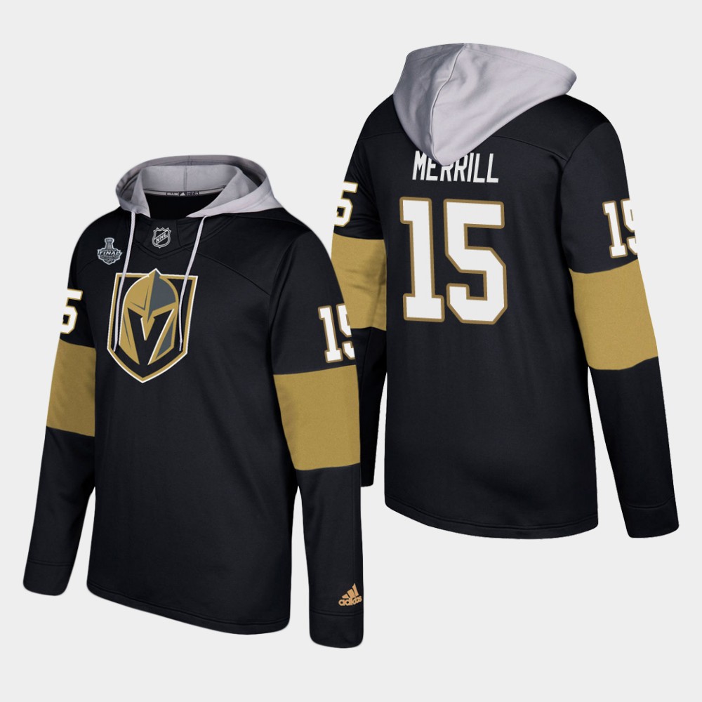 Nike Vegas Golden Knights 15 Jon Merrill Black 2018 Stanley Cup Final Name And Number Hoodie