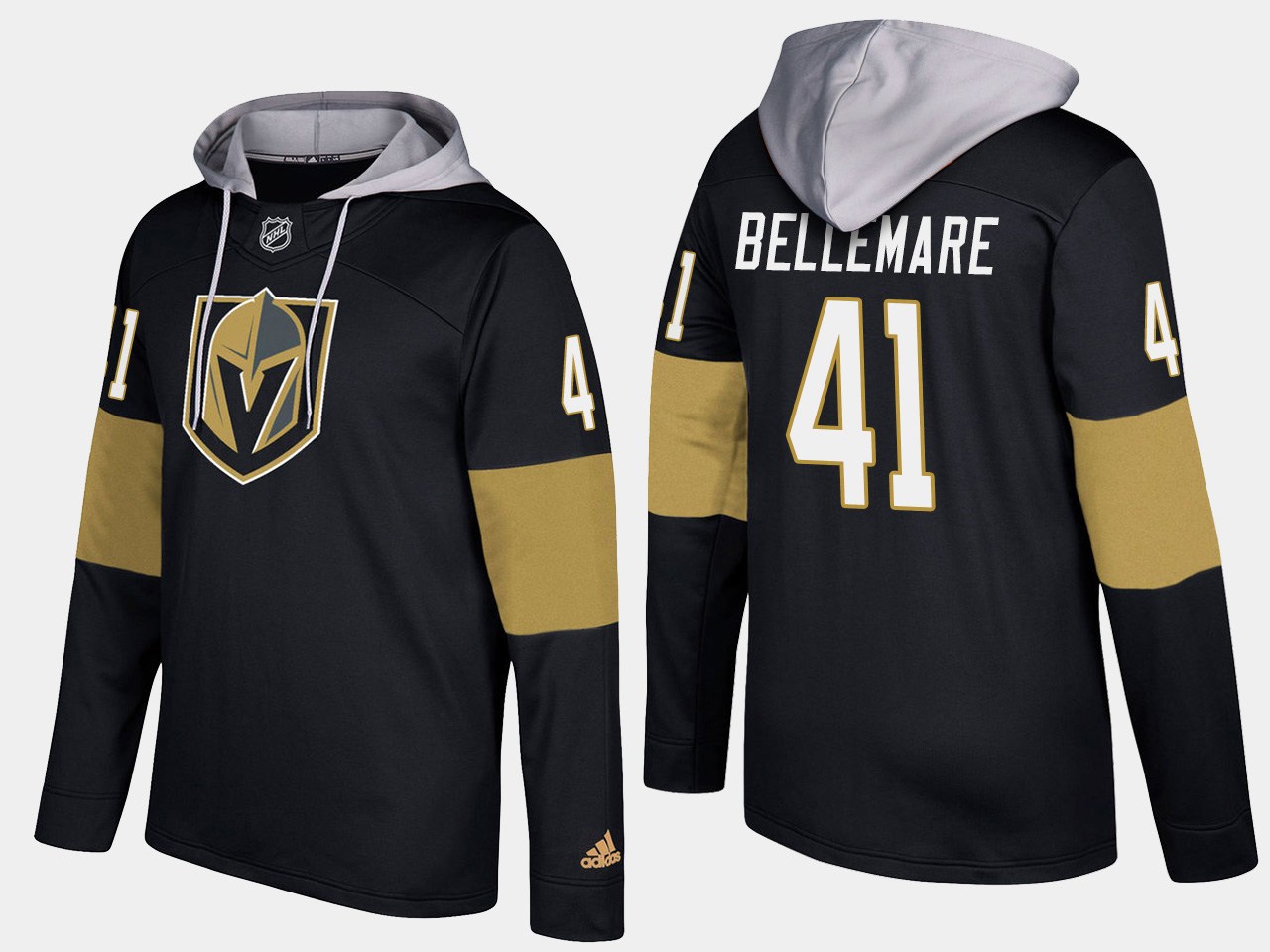 Nike Vegas Golden Knights 41 Pierre Edouard Bellemare Name And Number Black Hoodie