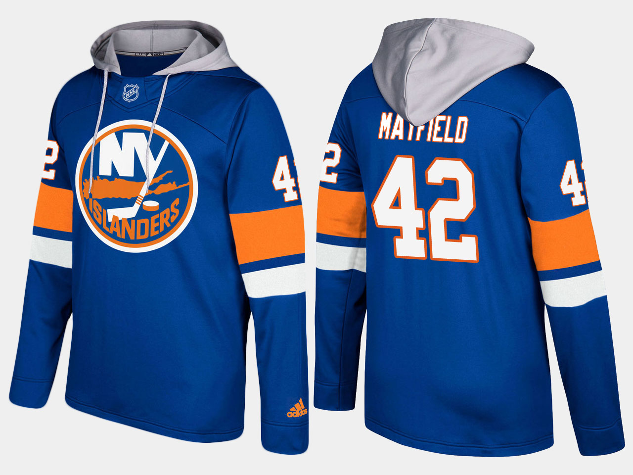 Nike Islanders 42 Scott Mayfield Name And Number Blue Hoodie - Click Image to Close