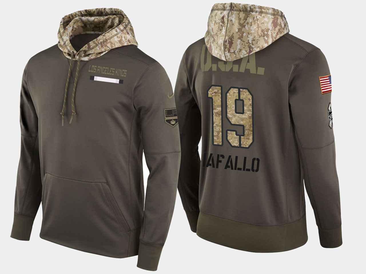 Nike Kings 19 Alex Iafallo Olive Salute To Service Pullover Hoodie