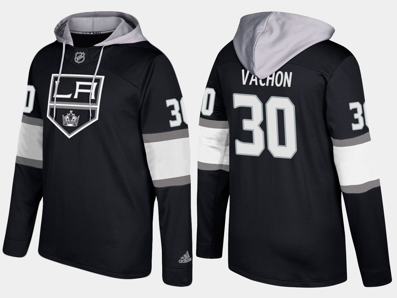 Nike Kings 30 Rogatien Vachon Retired Black Name And Number Hoodie - Click Image to Close