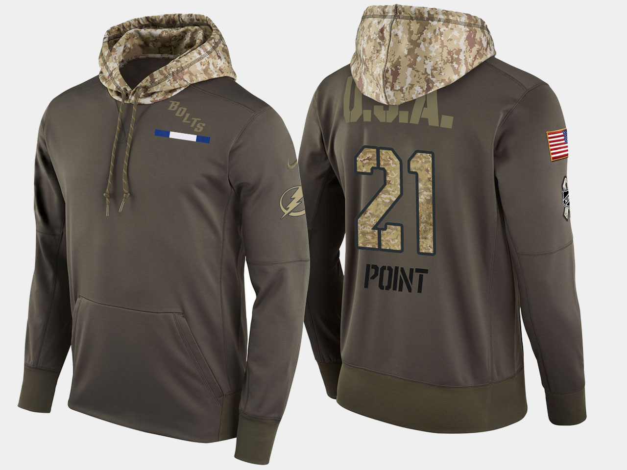 Nike Lightning 21 Brayden Point Olive Salute To Service Pullover Hoodie