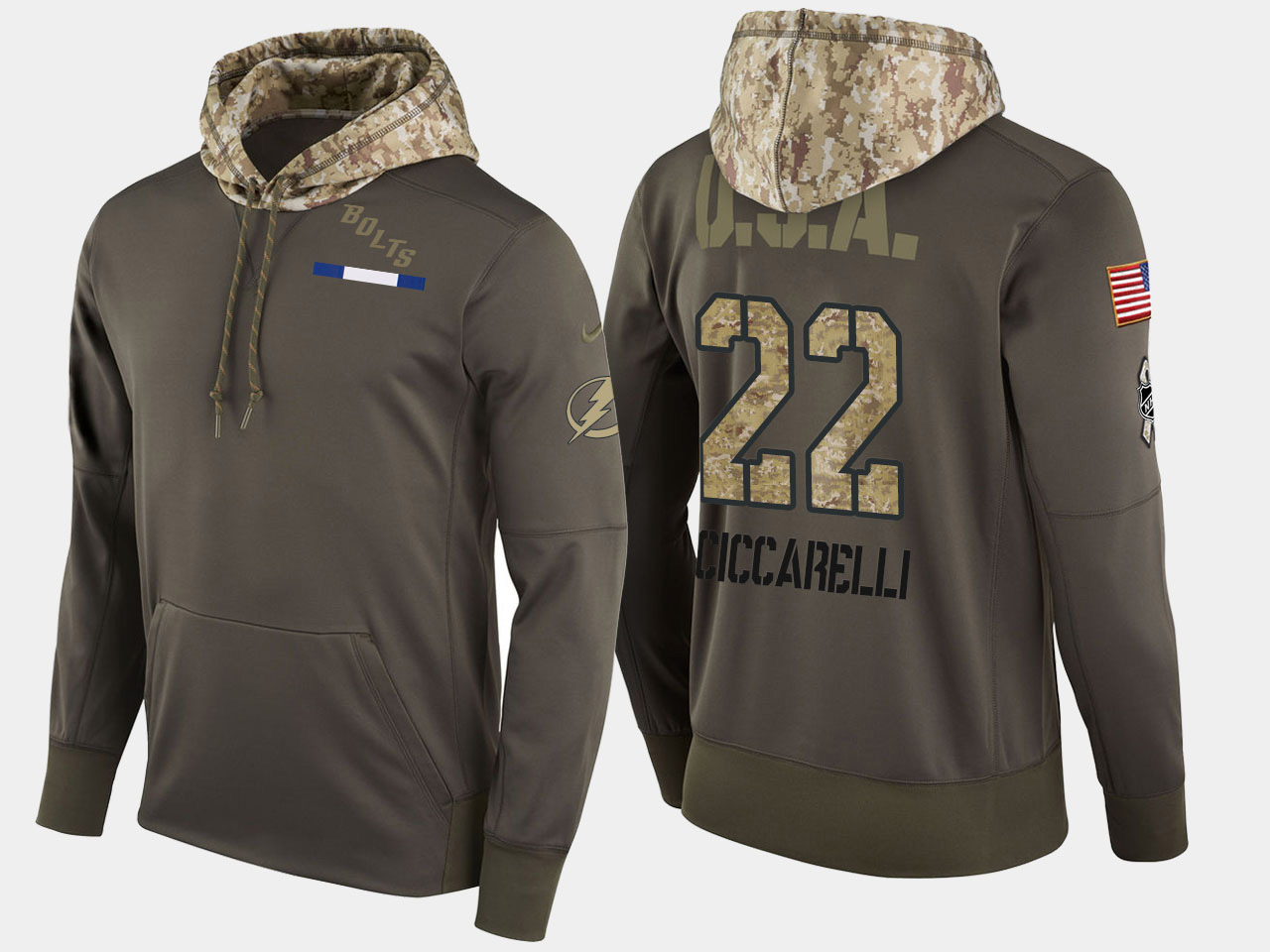 Nike Lightning 22 Dino Ciccarelli Retired Olive Salute To Service Pullover Hoodie