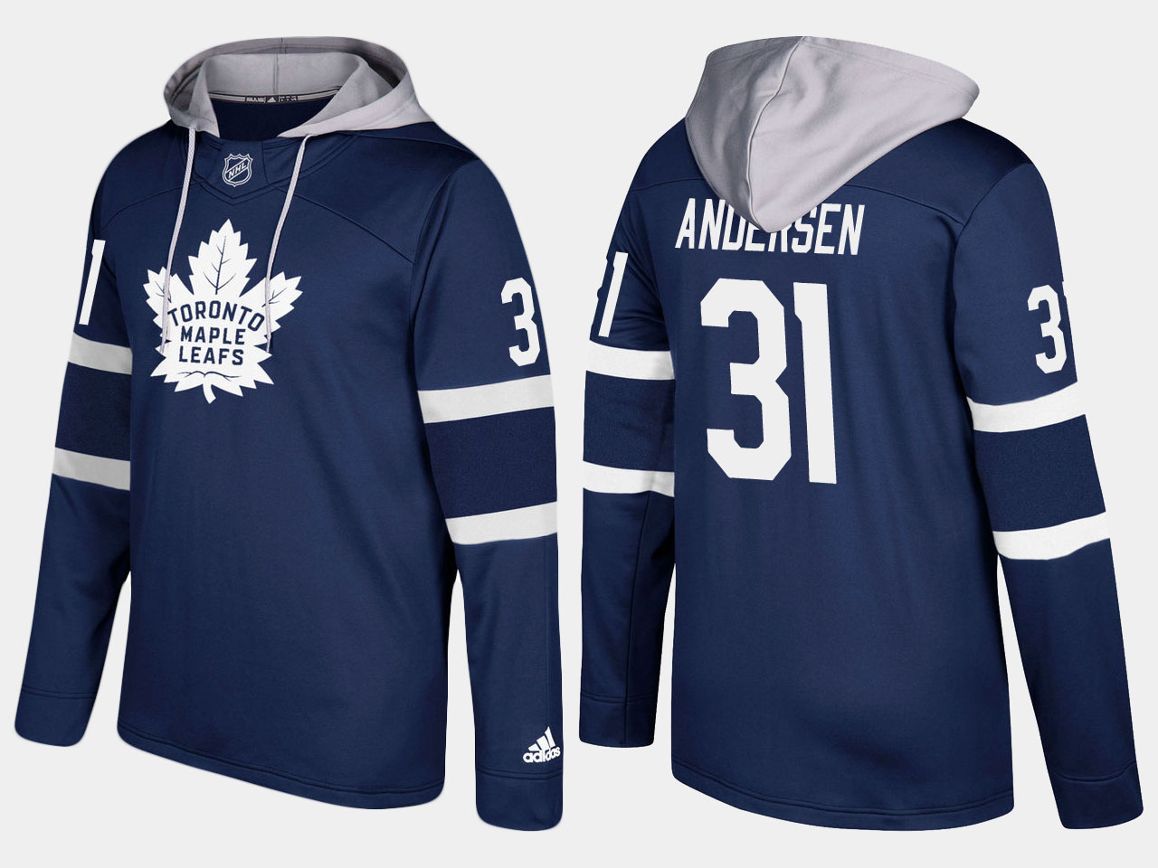 Nike Maple Leafs 31 Frederik Andersen Name And Number Royal Hoodie