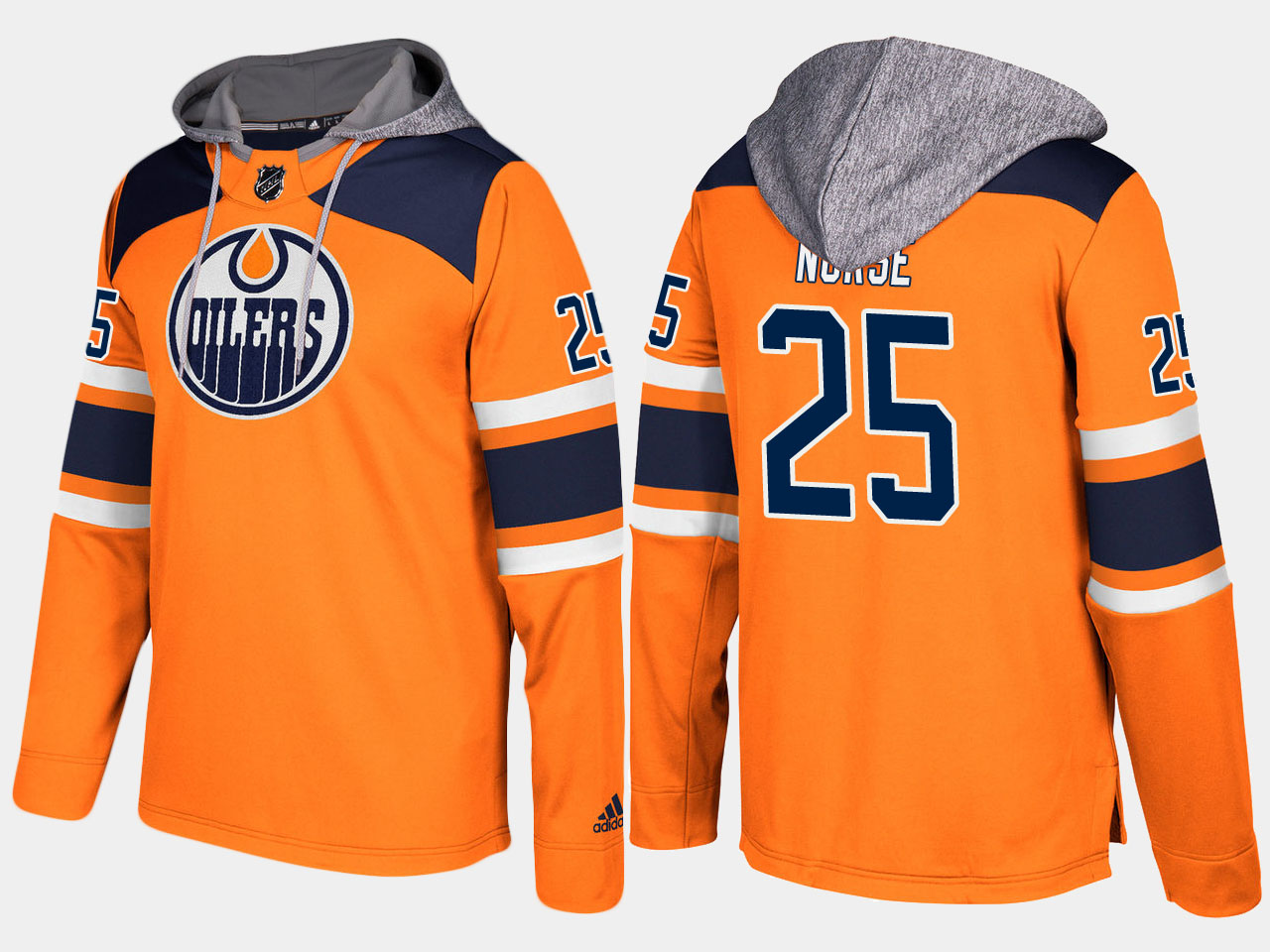 Nike Oilers 25 Darnell Nurse Name And Number Orange Hoodie - Click Image to Close