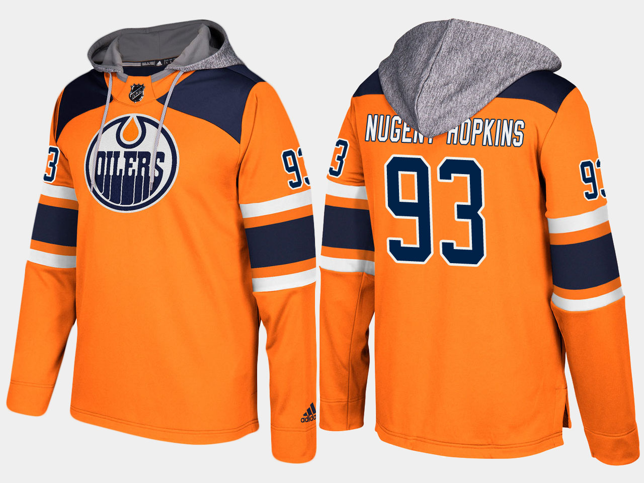 Nike Oilers 93 Ryan Nugent Hopkins Name And Number Orange Hoodie