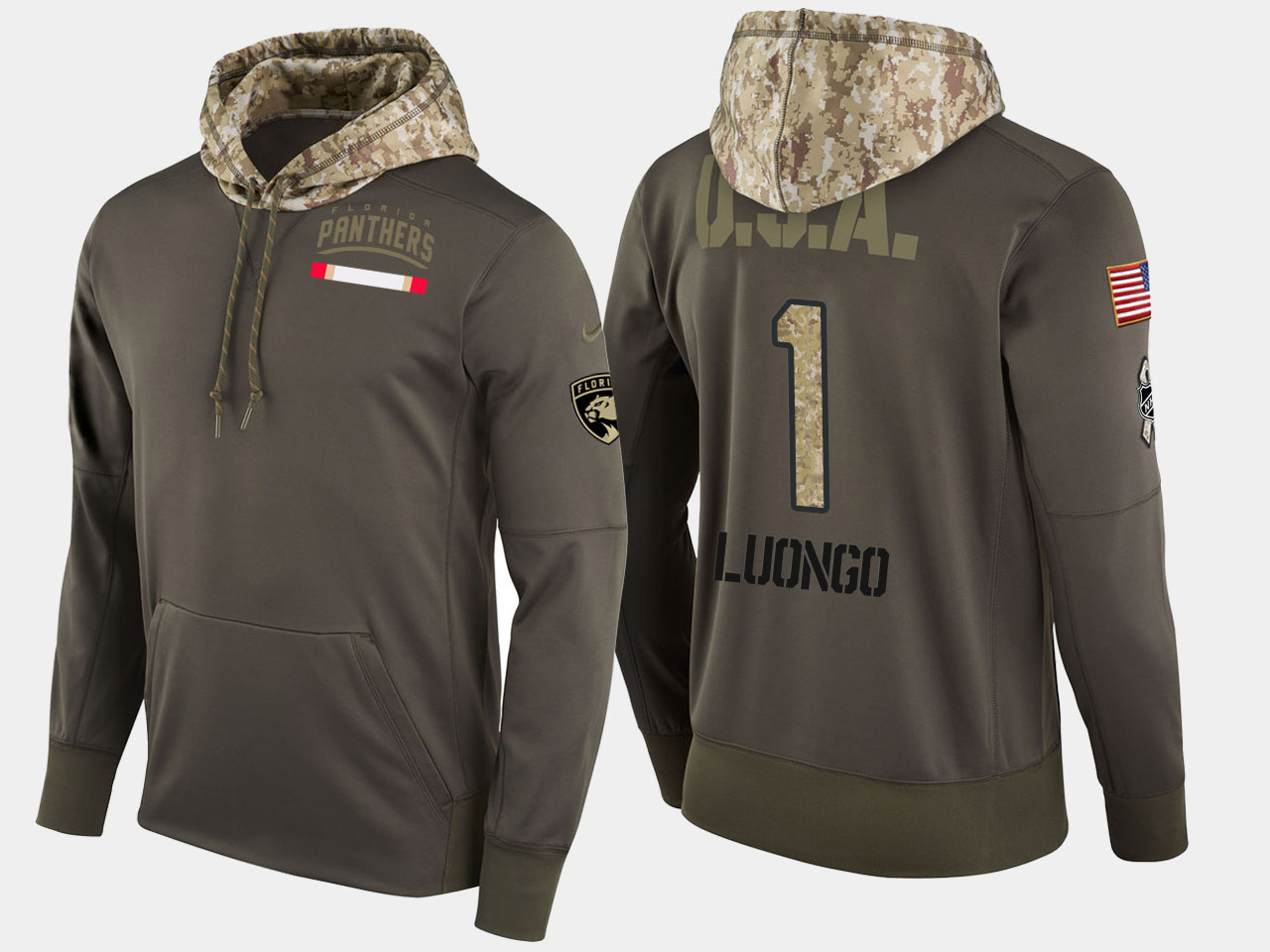 Nike Panthers 1 Roberto Luongo Olive Salute To Service Pullover Hoodie - Click Image to Close