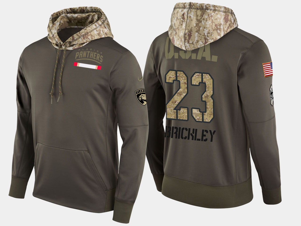 Nike Panthers 23 Connor Brickley Olive Salute To Service Pullover Hoodie